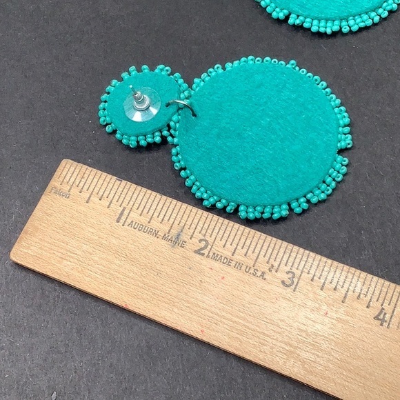Venus Turquoise large beaded disc statement earrings size 2 EUC - Picture 5 of 8